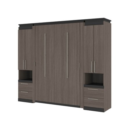 BESTAR Orion 98W Full Murphy Bed and 2 Storage Cabinets with Pull-Out Shelves (99W), Bark Gray & Graphite 116899-000047